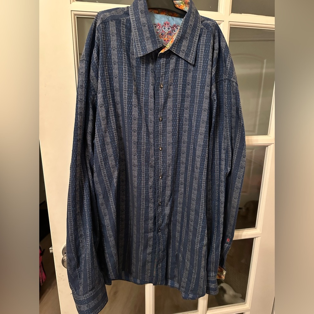 Robert Graham blue casual Dress Shirt in Men's Size 2xLarge! 2XL